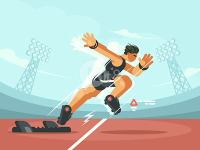 Start sprint athlete character flat illustration kit8 sport sprint stadium start vector