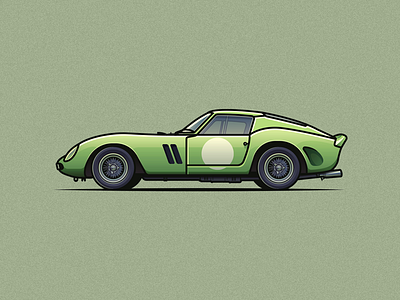 Ferrari 250 GTO classiccars design ferrari250gto flat green illustration palette racing slick sunrise vector water