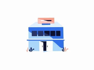 Building illustration blue building design flat graphic home house illustration minimal vector web