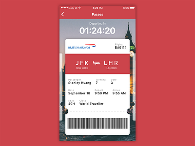 Daily UI #024 - Boarding Pass boarding pass daily ui flight pass ticket timer ui ux