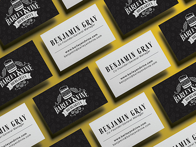 Business Cards // Barley & Vine branding business cards logo yellow