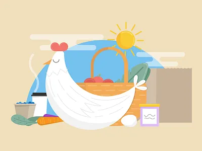 Farmers Market blueberries carrots chicken cloud coffee farmers market hen jam jelly sun