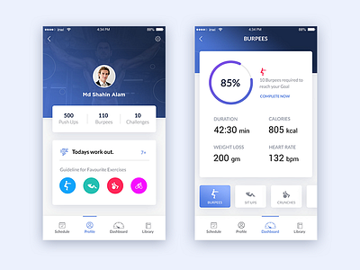 Fitness App WIP blue dashboard fit fitness fitness dashboard gradient ios profile ui ux