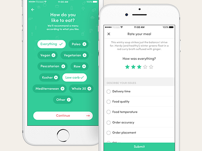 Food delivery & discovery - Onboarding and rating bien delivery discovery food meal onboarding rate rating restaurant stars
