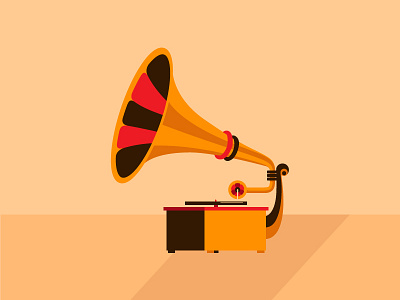Gramophone digital illustration flat gramophone illustration music record player vector vintage