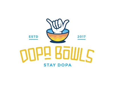 Dopa Bowls bowl food fresh hand hawaii healthy logo poke restaurant summer surfs up