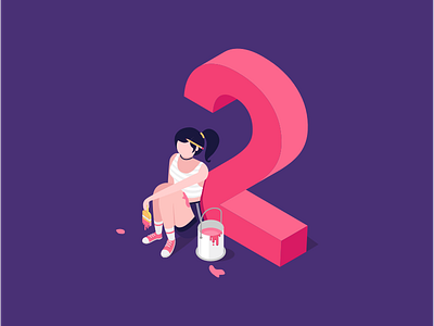 2x Dribbble Invite 2 3d dashboard design dribbble girl illustration invite isometric painting typography ui