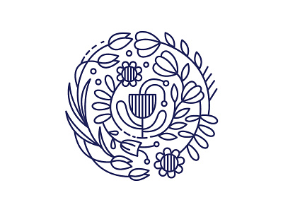 Flower medallion circle flowers garden medallion spring summer wreath