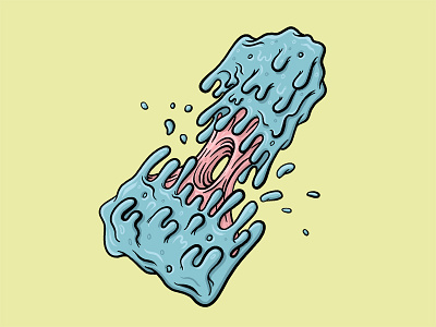 "1" for 36 Days of Type 1 80s blue drippy goo grime gum icing pink slime splash typography