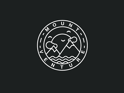 Mount Venture adventure badge black and white dribbble icon logo design pro shot travel