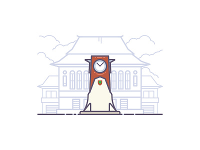 Pasar Gedhe Clock Monument art central java city clock icon illustration indonesia landmark line monument solo surakarta