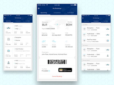 My Bookings bookings flight ios mobile pass ui visual