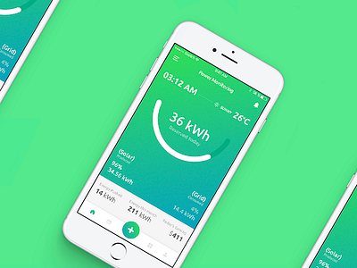 Power Monitoring app apple design energy flat green ios iphone solar ui ux weather