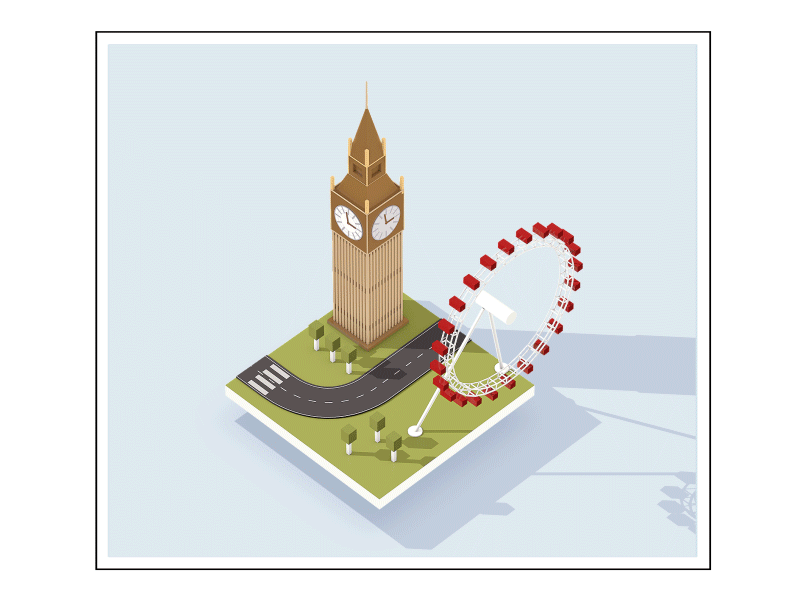 London 3d animation big ben bus eye isometric london motion graphics