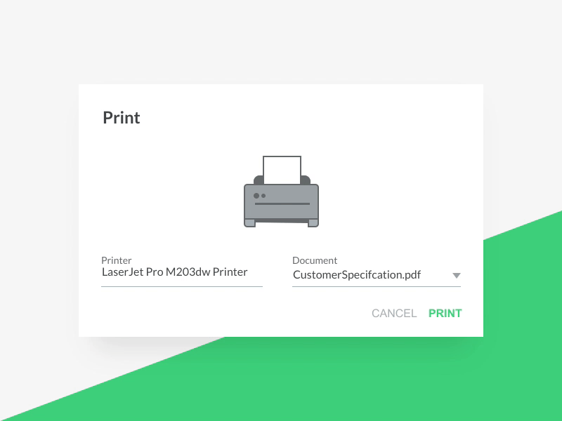 Print Dialog animation clean design dialog illustration print ui widget