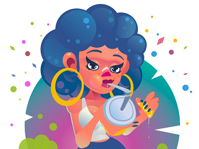 Bubble girl art bubble flat girl happy illustration juicy lemonade post flat sexy babe shine