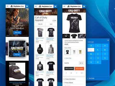 Playstation Gear Mobile Responsive Website app ecommerce filter game merchandise mobile online play playstation shop web website