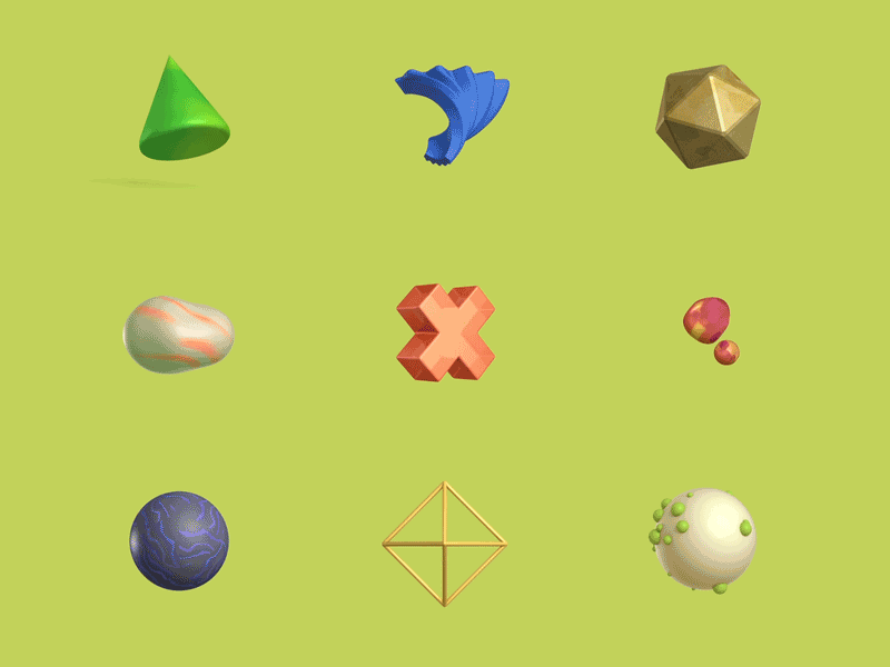 Ua_Digital animation c4d cinema element fun gif green object