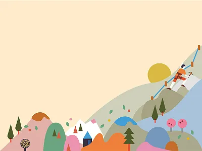 Climber climbing editorial gear graphic illustration mountains rock travel village