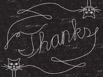 Thanks black and white black cat cat cats lettering thank you thanks type white cat
