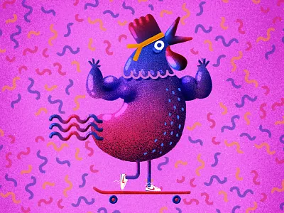 Nike Cortez Diaries I 2d blue chicken cortez illustration nike purple red skateboard sports