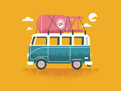 Precious Cargo beach beer brewery california clouds illustration surf van vector vintage vw vw bus