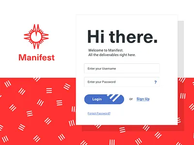 Manifest App Login app blue button compass files find form login map red shadow stripes