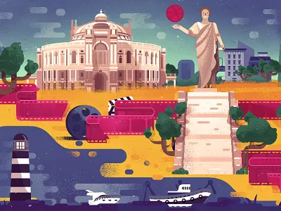 Odessa Dribbble Meetup 2016 draw flat logo minimal modern simple stroke style vector