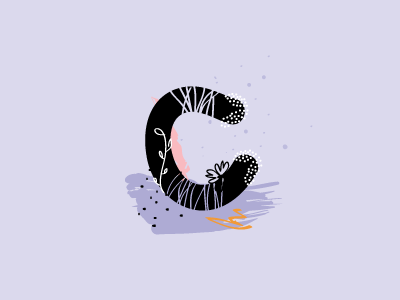 C is for art illustration letter scribbles shapes vector
