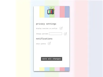 Settings page (Daily UI #007) color themes colorful daily ui 007 dailyui007 privacy settings settings settings page tv
