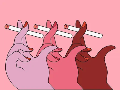 Cigarettes are not Cool cigarettes colorful design fashion hands humor illustration pink pop art smoking women