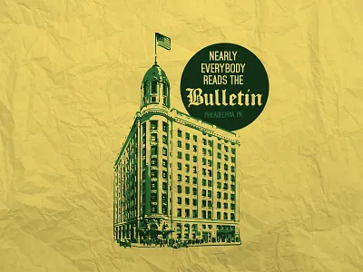 Philadephia Bulletin Throwback T-Shirt building bulletin newspaper philadelphia philly t shirt design