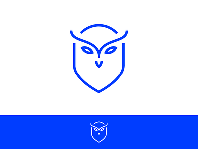 Owl Shield Logo bird blue icon line logo negative space night owl safety security shield