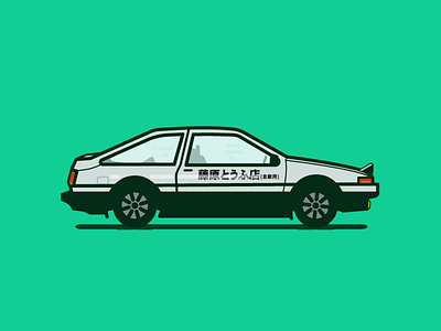 AE86 Panda Trueno ae86 anime car corolla drifting fr fun at work illustration initial d rapidgems trueno