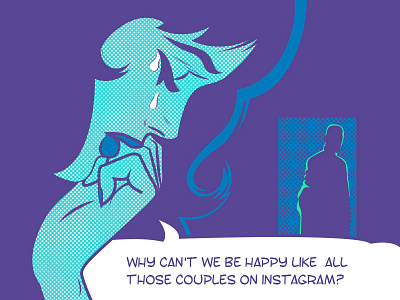 Insta Comic blue comic cry dot instagram silhouette woman