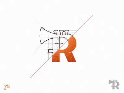 Trumpet | Lettermark collection commercial design for sale grid icon lettermark logo mark r red symbol trumpet