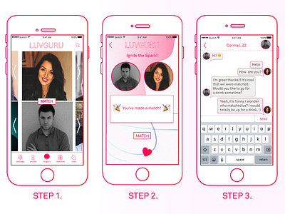 3 STEPS TO LUV app design app layout app screen graphic design product design react native typography ui design uiux ux design