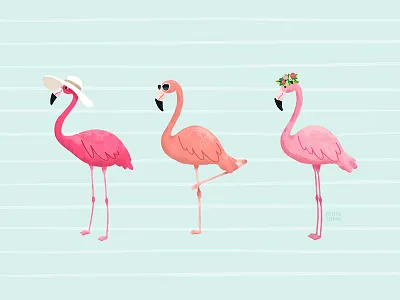 Beach Birds flamingo floral freebie illustration illustrator newsletter pink stripes summer sunglasses wallpaper