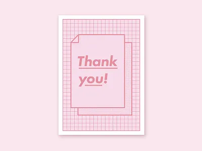 Thank You Card debut dots flat futura greeting card grid pattern pink thank you