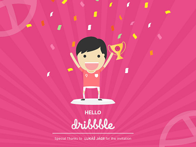 Hello Dribbble! Welcome me.. 1st shot ball debut debut shot debute first shot illustration invitation