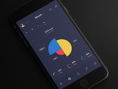 Food Counter App 15/90 counter dark fitness food graph ios iphone mobile sport ui ux