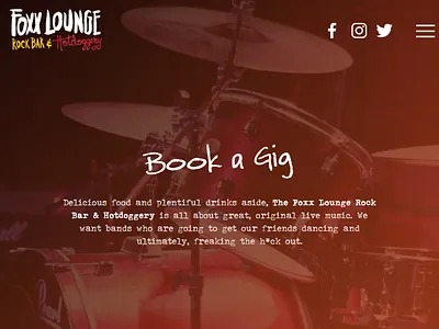 foxx.bar / The Foxx Hotdoggery (Book a Gig) hotdogs mobile music rock bar the foxx venue website