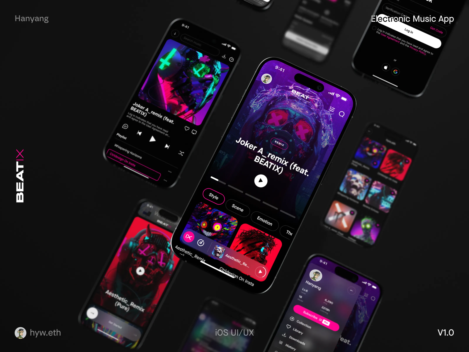BEATIX - Electronic Music App Mobile UI/UX Design 3d animation bitcoin blockchain branding btc crypto design graphic design illustration logo minimal minimalist motion graphics music ui ux web3