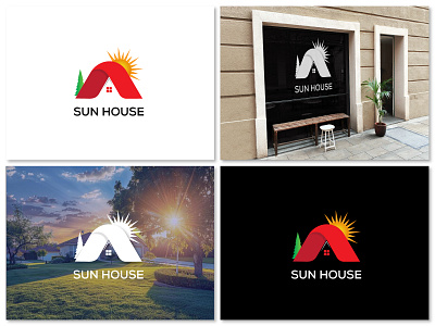 Sun House Logo, Brand Identity, House Logo branding business logo company logo creative logo design ecommerce graphic design home logo house logo illustration logo modern logo ui unique logo vector