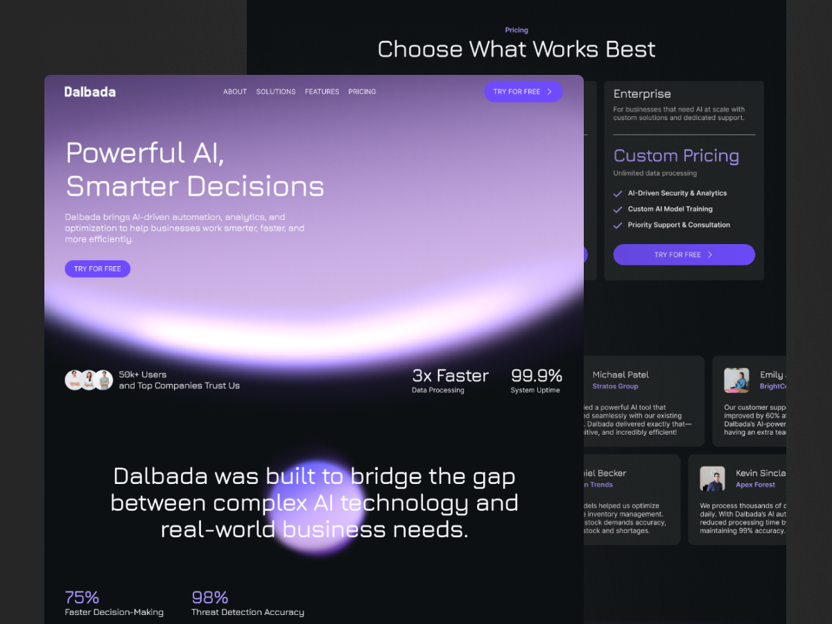 Example of Framer - Artificial Intelligence Futuristic Glassmorphic