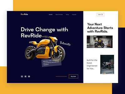 Revride - Landing Page bike design herosection productdesign ride uiux webdesign webpage