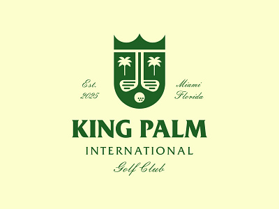 King Palm Logo branding crown logo golf golf badge golf branding golf emblem golf identity golf logo golf stick illustration king logo logo palm tree