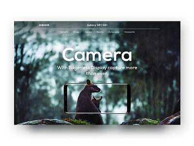 Galaxy S8/S8+ Camera Page Concept clean galaxy s8 hero image landing page minimal samsung web design