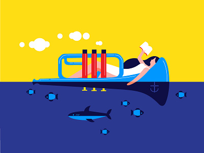 Holiday by the sea icon illustration
