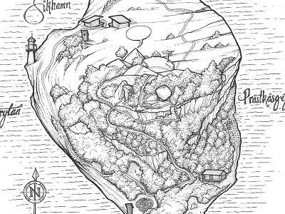 Map of Blue Maiden geography illustration ink island liner map